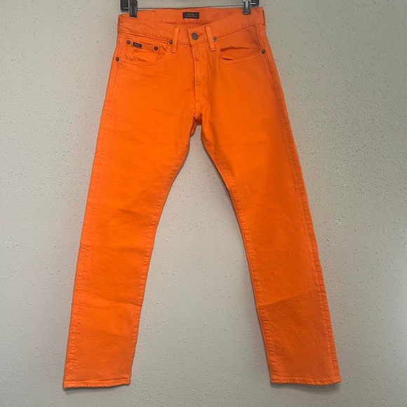Polo Ralph Lauren Varick Slim Straight Jeans Mens 28x30 Orange NEW - Picture 3 of 16